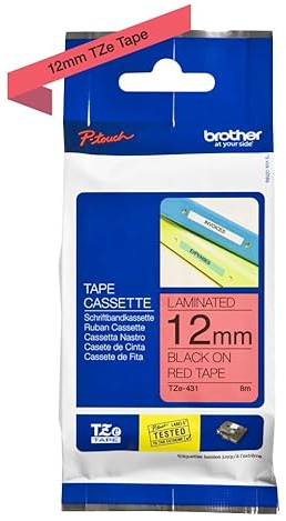 Brother TZE431 P-Touch Schriftband schwarz auf rot ½ /12 mm