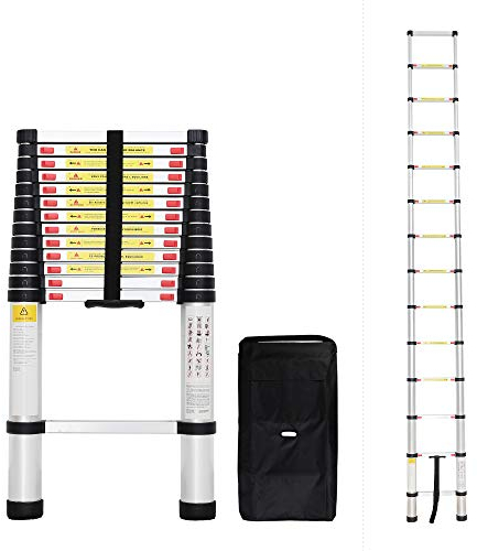 Todeco - Scala Telescopica, Scala Pieghevole - Carico massimo: 150 kg - Standard/Certificazione: EN131 - 4,1 Metri, Borsa per trasporto GRATIS, EN 131