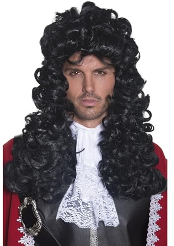 Smiffys Piratenkapitän Perücke, Schwarz, Lang und lockig Halloween