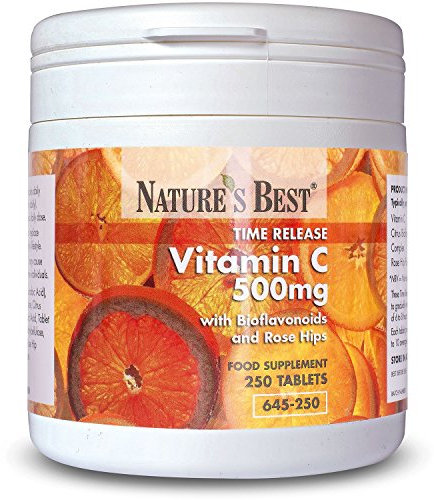 Premium Vitamin C 500mg Time Release, with Rosehips & Bioflavonoids - 250 Tablets, 4+ Month's Supply - Extended Release for Long-Lasting Vitamin C - Small, Easy to Swallow, Taste-Free Tablets