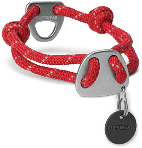 Ruffwear Seil-Halsband für Hunde, Große bis sehr große Hunderassen, Größenverstellbar, Reflektorstreifen, Größe: L (51-66 cm), Rot (Red Currant), Knot-a-Collar, 25601-615L