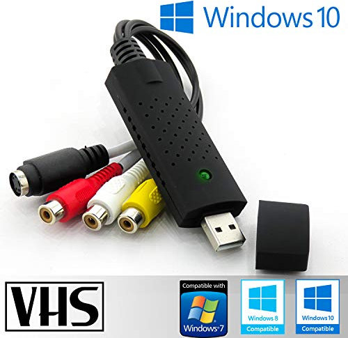 Tech Stor3 USB 2.0 Audio/Video Grabber nuova versione 2023, compatibile con Windows 10-11 - Converte in formato digitale le Videocassette - Scheda di acquisizione Video USB