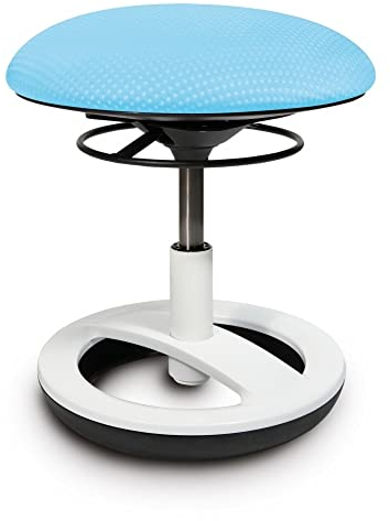Topstar SU83BT6 Sitzhocker Sitness Bobby für Kinder, Standfußring Alu weiß lackiert, Stoff, Aquarius blau