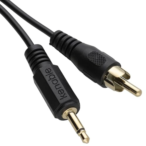 kenable 3,5 mm Mono Jackkontakt till RCA Phono Kabel 1 m [1 meter/1m] Guldpläterade Kontakter Svart