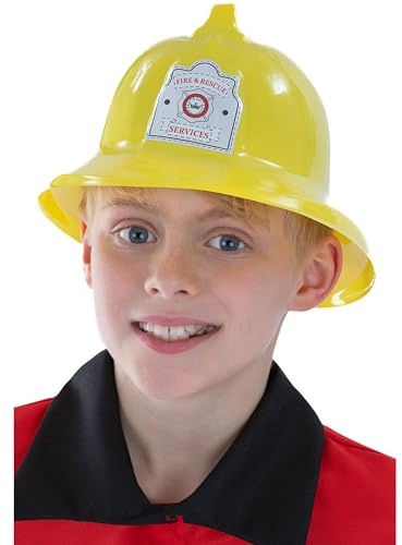 Smiffys Feuerwehrhelm, gelb, mit Abzeichen
