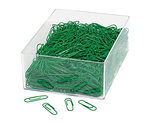 Wedo 901244604 Büroklammer (aus Metall 27 mm, kunststoffummantelt in Klarsichtdose) 1000 Stück, grün