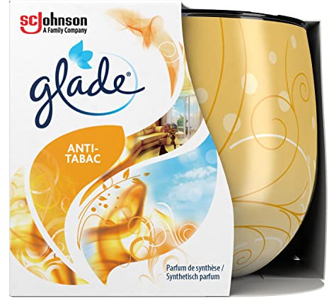 Glade Duftkerze mit Dekorfolie, Duft Anti-Tabac, mit ätherischen Ölen angereichert, 6er Pack (6 x 120 g)