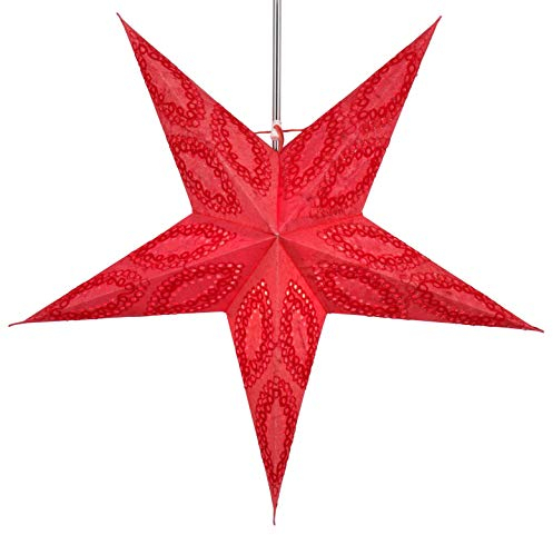 GURU SHOP Faltbarer Advents Leucht Papierstern, Weihnachtsstern 60 cm - Munos rot