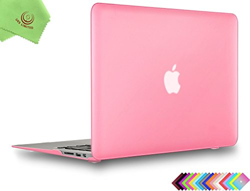 UESWILL Smooth Touch Matte Hard Shell Case Cover Compatible with MacBook Air 11 inch (Model: A1370 / A1465) + Microfibre Cleaning Cloth, Pink