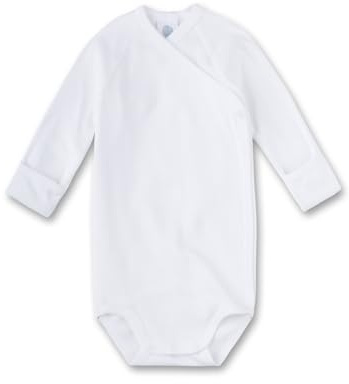 Sanetta Baby-Wickelbody langarm mit Kratzschutz weiß | Nachhaltiger und süßer Wickelbody für Babys aus Bio-Baumwolle. Baby Wickelbody, 62