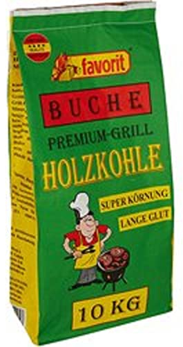 Favorit Buchen-Holzkohle 10kg (Grillkohle / Holzkohle in Premium Qualtiät - aus reinem Buchenholz, große Körnung, langanhaltende Glut) 1005