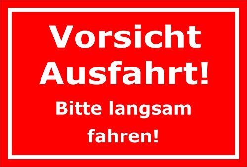 Melis-Folienwerkstatt Schild - Vorsicht Ausfahrt - 30x20cm | 3mm Aluverbund – S00065-100-D -20 VAR