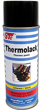 STC Thermolack Spray schwarz matt 400 ml hitzebeständiger Lack bis 600 °C Auspufflack schwarz Motorlack