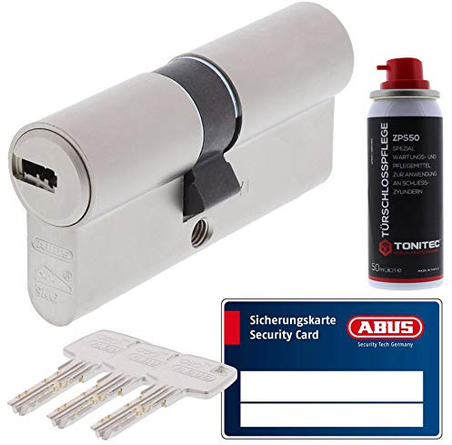 ToniTec Set aus ABUS Profilzylinder Schließzylinder EC660 Zylinderschloss mit 3 Schlüssel Größe 45 70 + ToniTec Pflegespray