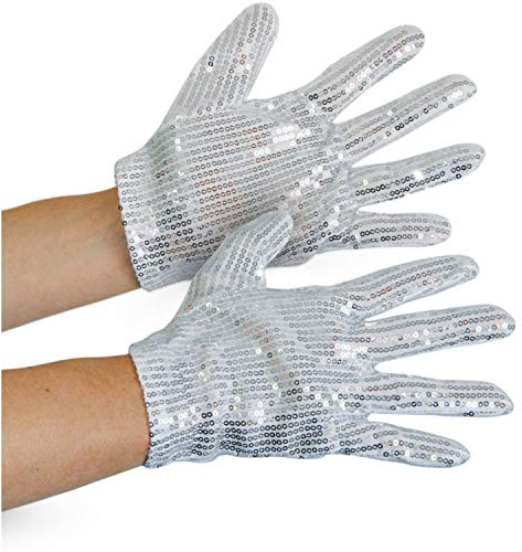 Silberne Pailletten Handschuhe Erwachsene