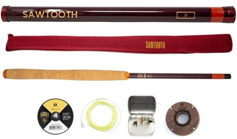 Sawtooth Tenkara Fliegenfischrute – 3,6 m ultraleichte Teleskoprute aus Kohlefaser (90 g) – große Größe für Forelle, Barsch und Panfish – entspricht 4/5 Gewicht – kompakt und verstaubar für