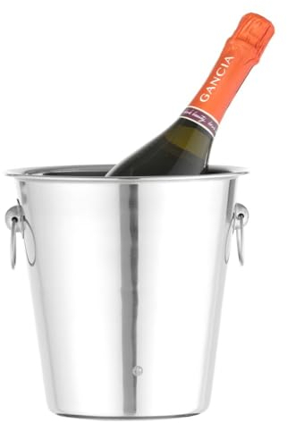 HENDI Sektkühler, BarUp, mit Ringgriffen, Eiskübel für Flaschen, Flaschenkühler, Champagner Kühler, Weinkühler, 3,3L, ø220x(H)190mm, Edelstahl, silber