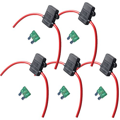 Mintice 5 X Auto Calibro 12 Scatola Porta Fusibili ATC ATO In-line Portafusibili con Cappello AWG Filo di Rame 12V 30A Lama Presa Impermeabile