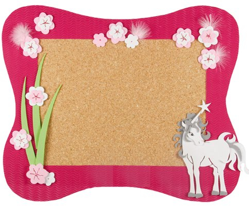 alles-meine.de GmbH Bastelset Pinnwand/Korktafel - Kork 60 cm * 49 cm Korkplatte mit 6 Pins Einhorn pink Mädchen