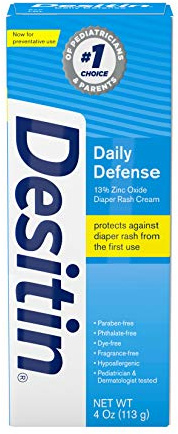 Desitin Daily Defense Baby Diaper Rash Cream with Zinc Oxide to Treat, Relieve & Prevent diaper rash, Hypoallergenic, Dye-, Phthalate- & Paraben-Free, 4 oz
