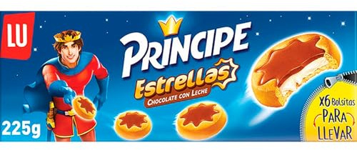 Príncipe Estrellas Galletas Cubiertas de Chocolate con Leche, 225g | Galletas cubiertas de chocolate con leche, sabor irresistible y textura crujiente, ideales para meriendas y compartir