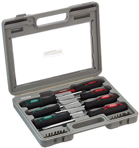 Brüder Mannesmann Schraubendreher-Set 21-tlg. mit ergonomischem Gummigriff, vielseitig für Heimwerker, Reparaturen und Montage, verschiedene Bits für Kreuzschlitz, Schlitz und Torx | M 1190-21