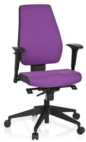 hjh OFFICE 608817 Profi Bürostuhl PRO-TEC 500 Stoff Lila Drehstuhl ergonomisch, Rückenlehne & Armlehnen höhenverstellbar