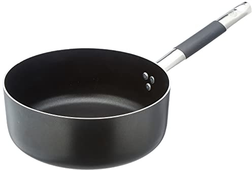 Pentole Agnelli ALSC107SSC24 Alblack Casseruola Bassa con Manico, Alluminio, Nero, 24 cm