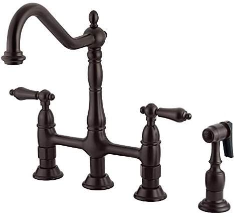 Kingston Brass KS1275ALBS Heritage Bridge Kitchen Faucet, 8-3/4, Oil-Rubbed Bronze