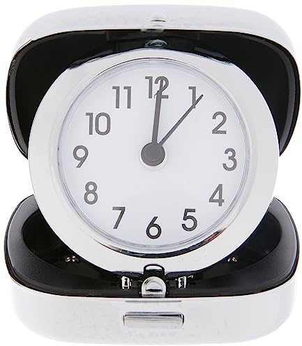 TFA Dostmann Analoger Reisewecker, 60.1012, mit Metallbox für unterwegs, Quarzuhr, silber, (L) 65 x (B) 70 x (H) 27 (70) mm, Edelstahloptik