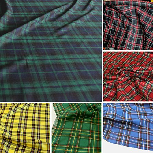 50cm TOLKO Modestoff/Dekostoff kariert | Tartan Schotten-Karo Stoff | Schottland Klassiker zum Nähen und Dekorieren | Blickdicht, knitterarm | 150cm breit - Meterware (Grün-Blau)