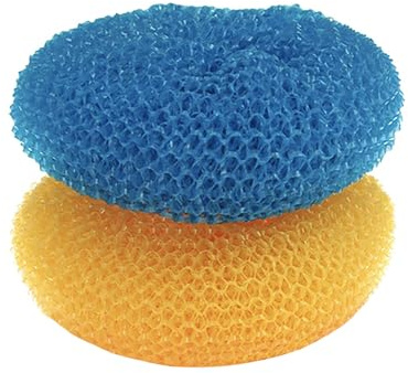 LOLA Jumbo 4 Plastic Mesh Scouring Pads, 2 Pack, Non-Scratch, Great for Pots, Dishwashing, Sinks, Appliances, Assorted Colors