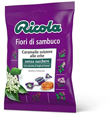 Ricola Holunderblüten Schweizer Kräuterbonbon ohne Zucker, 75 g Bonbons