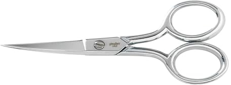 Gingher Gebogene Stickschere, 10,2 cm (01-005273) | Präzise Schnitte durch Handarbeit und Stoff, scharfe geschmiedete Stahlschere, beidhändiges Design, Lederscheide