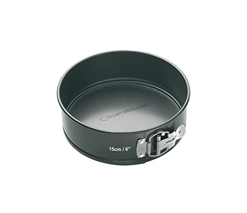 MasterClass 15 cm Teglia per Torte a Forma di Molla con Base Sciolta, Antiaderente, Robusto Acciaio al Carbonio da 1 mm, Senza PFOA, Teglia Rotonda da 6 Pollici, Grigio