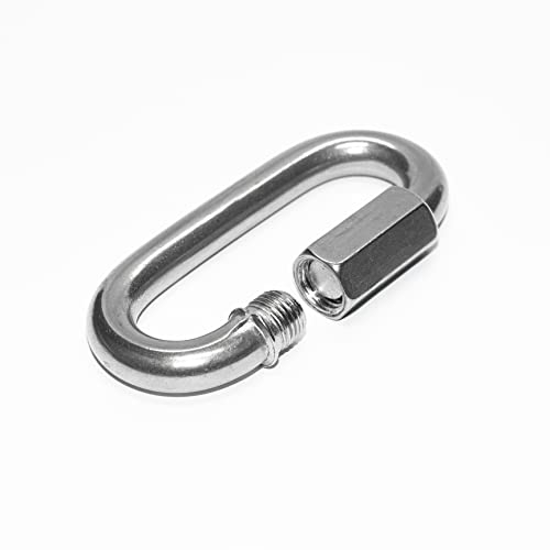 Kettenglied Karabiner Karabinerhaken Verbindungsglied - 8x80mm x 1 Stück Schraubverbinder mit Gewinde Kettenglieder Befestigung Kette Boxsack Schraubbar Rundkarabiner Edelstahl V4A von PRIOstahl