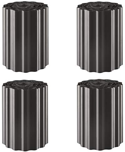 EXCOLO 36m Rasenkante grau/anthrazit 25 cm hoch Gartenpalisade Beetumrandung Palisaden Rasenborde