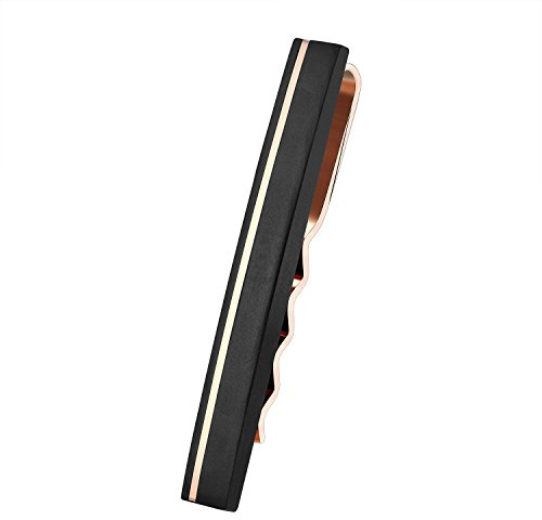 Karisma Hochwertige Herren Edelstahl 316L Krawattennadel mit Carbon-Composite/Krawattenklammer/Tie Clip Farbwahl KTC207 / Rosegold