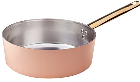Pentole Agnelli ALCU10720 Kupferarmer Topf mit Messinggriff, handverzinntes glattes Kupfer, 20 cm
