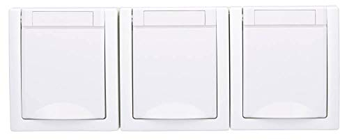 Aufputz Feuchtraum Steckdose 3-fach waagrecht IP54 Modell Pacific weiß