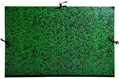 Exacompta 533400E Zeichenmappe Annonay für DIN B1 mit Verschlußband aus Stoff. Aus extra starkem Karton 3cm Rückenbreite schwarz-grün marmoriert ideal zum transportieren und aufbewahren