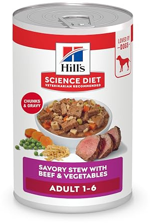 Hill's Science Diet Adult 1-6 Wet Dog Food, Beef & Vegetables, 12.8 oz. Cans, 12-Pack