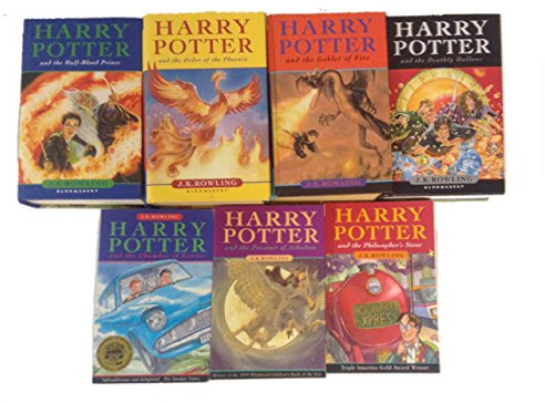 Harry Potter Books 1-7. Deathly Hallows, Half-Blood Prince, Order of the Phoenix, Chamber of Secrets, Prisoner of Azkaban, Philosopher's Stone, Goblet of Fire.