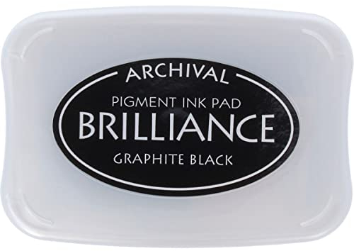 Tsukineko Brilliance Stempelkissen - Schwarz, Graphite Black - Groß - Beständig Gegen Ausbleichen, Deckend, Wasserfest - Embossing