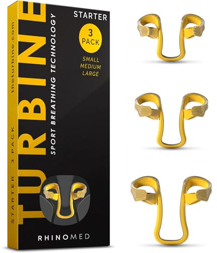 Rhinomed Turbine Nasal Dilator for Athletes - Pack of 3 Starter Turbine Dilators Designed for Athletic Training - Increase Airflow To Lungs by 38% During Exercise, Sports Training, Cycling & Running