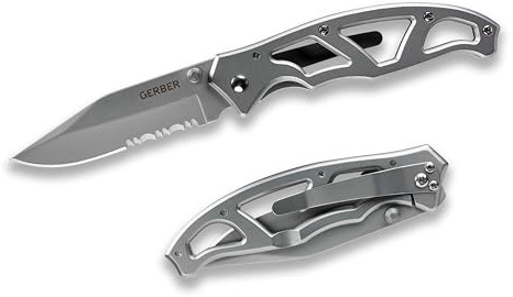Gerber Gear Paraframe I EDC Folding Pocket Knife with Clip, 3 Serrated Edge with Safety Frame Lock, Stainless Steel