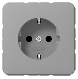 Jung Schuko Steckdose 16 A 250 V Bruchsicher mit Berührungsschutz Serie CD Grau, 1 Stück, CD 1520 BFKI GR