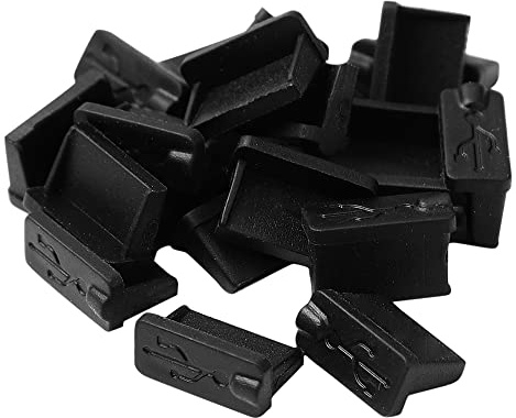 sourcing map 20Pcs Rubber Anti-Dust USB Port Dust Plug Cover Cap Protector for Female End Black