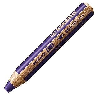 STABILO - Buntstift, Wasserfarbe & Wachsmalkreide - woody 3 in 1 | Einzelstift, violett