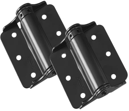 National Hardware N114-975 Adjustable Spring Hinge 2-Pack 3 in Black Heavy Duty Self Closing Door Hinges for Interior Exterior Surface Mount No Mortise Required